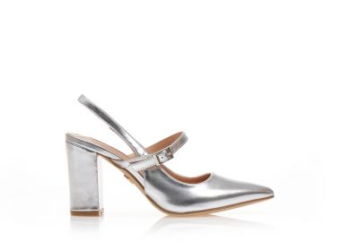 Γόβες TSOUKALAS ασημί δερματίνη με μπαρέτα ΑΣΗΜΙ - Tsoukalas - 