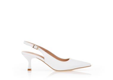 Γόβες TSOUKALAS λευκά δερματίνη με λουστρίνι τακούνι ΛΕΥΚΟ - Tsoukalas - 