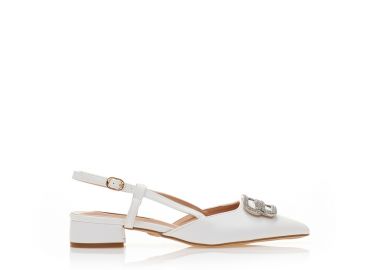 Γόβες TSOUKALAS λευκές δερματίνη με αγκράφα από στρας ΛΕΥΚΟ - Tsoukalas - 