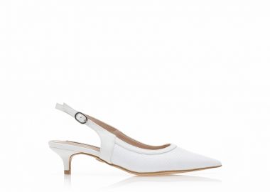 Γοβές TSOUKALAS λευκές δερματίνη με σχέδιο ψάθα ΛΕΥΚΟ - Tsoukalas - 