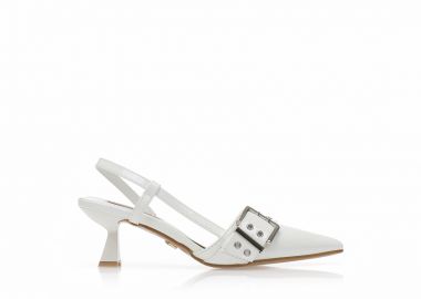 Γόβες TSOUKALAS λευκές λουστρίνι με διακοσμητικό λουράκι ΛΕΥΚΟ - Tsoukalas - 