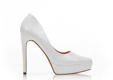 Γόβες TSOUKALAS λευκές λουστρίνι μυτερές με φιάπα ΛΕΥΚΟ - Tsoukalas - 