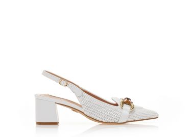 Γόβες TSOUKALAS λευκές ψάθινες με αγκράφα μυτερές ΛΕΥΚΟ - Tsoukalas - 