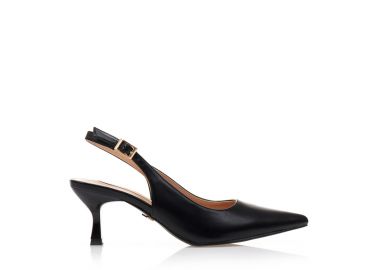 Γόβες TSOUKALAS μαύρες δερματίνη με λουστρίνι τακούνι ΜΑΥΡΟ - Tsoukalas - 