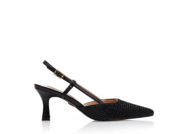 Γόβες TSOUKALAS μαύρες δερματίνη με σχέδιο ψάθα ΜΑΥΡΟ - Tsoukalas - 