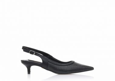 Γοβές TSOUKALAS μαύρες δερματίνη με σχέδιο ψάθα ΜΑΥΡΟ - Tsoukalas - 