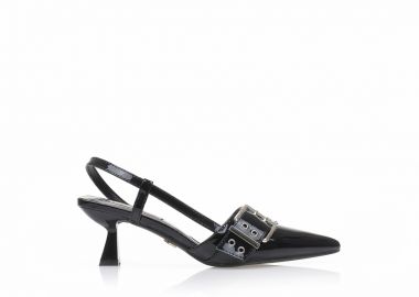 Γόβες TSOUKALAS μαύρες λουστρίνι με διακοσμητικό λουράκι ΜΑΥΡΟ - Tsoukalas - 