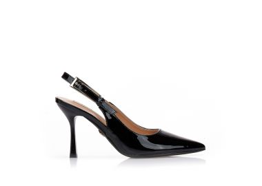 Γόβες TSOUKALAS μαύρες λουστρίνι μυτερές ΜΑΥΡΟ - Tsoukalas - 