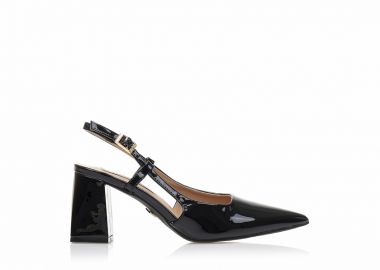 Γόβες TSOUKALAS μαύρες λουστρίνι μυτερές ΟΛΟΜΑΥΡΟ - Tsoukalas - 