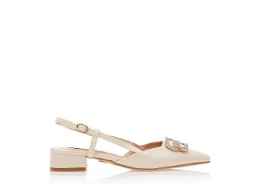 Γόβες TSOUKALAS μπεζ δερματίνη με αγκράφα από στρας ΜΠΕΖ - Tsoukalas - 