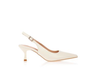 Γόβες TSOUKALAS μπεζ δερματίνη με λουστρίνι τακούνι ΜΠΕΖ - Tsoukalas - 