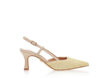 Γόβες TSOUKALAS μπεζ δερματίνη με σχέδιο ψάθα ΜΠΕΖ - Tsoukalas - 