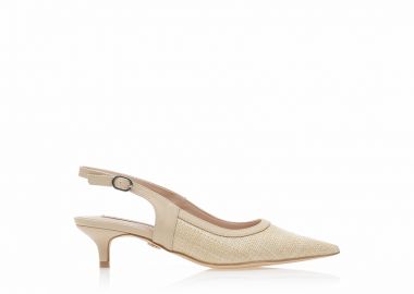 Γοβές TSOUKALAS μπεζ δερματίνη με σχέδιο ψάθα ΜΠΕΖ - Tsoukalas - 