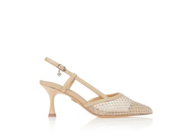 Γόβες TSOUKALAS μπεζ με διάτρητη φάσα και στρας ΜΠΕΖ - Tsoukalas - 