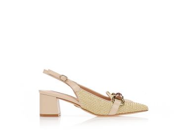 Γόβες TSOUKALAS μπεζ ψάθινες με αγκράφα μυτερές ΜΠΕΖ - Tsoukalas - 