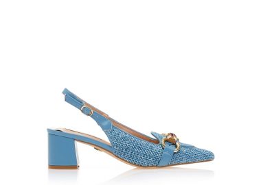 Γόβες TSOUKALAS μπλε ψάθινες με αγκράφα μυτερές ΜΠΛΕ - Tsoukalas - 