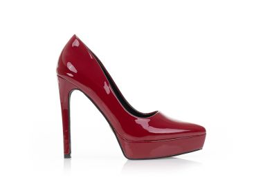 Γόβες TSOUKALAS μπορντό λουστρίνι μυτερές με φιάπα ΜΠΟΡΝΤΟ - Tsoukalas - 