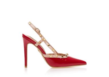 Γόβες TSOUKALAS mules κόκκινες λουστρίνι με χρυσά τρουκς και nude λεπτομέρειες ΚΟΚΚΙΝΟ - Tsoukalas - 