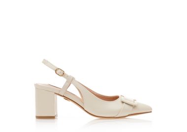 Γόβες TSOUKALAS mules μπεζ δερματίνη με μεταλλική αγκράφα ΜΠΕΖ - Tsoukalas - 