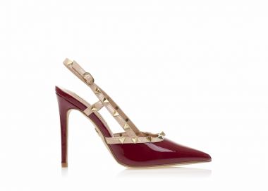 Γόβες TSOUKALAS mules μπορντό λουστρίνι με χρυσά τρουκς και nude λεπτομέρειες ΜΠΟΡΝΤΟ - Tsoukalas - 