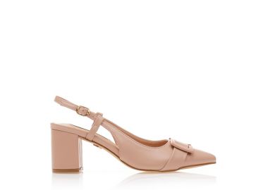 Γόβες TSOUKALAS mules nude δερματίνη με μεταλλική αγκράφα NUDE - Tsoukalas - 