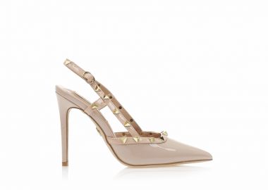 Γόβες TSOUKALAS mules nude λουστρίνι με χρυσά τρουκς NUDE - Tsoukalas - 