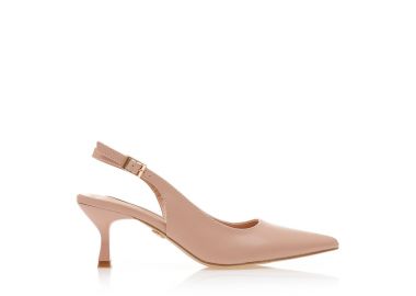 Γόβες TSOUKALAS nude δερματίνη με λουστρίνι τακούνι NUDE - Tsoukalas - 