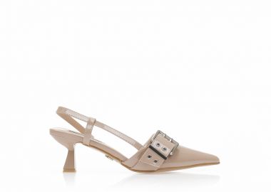 Γόβες TSOUKALAS nude λουστρίνι με διακοσμητικό λουράκι NUDE - Tsoukalas - 