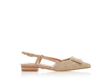 Γόβες TSOUKALAS πούρο ψάθινες με αγκράφα από στρας και πέρλες ΠΟΥΡΟ - Tsoukalas - 