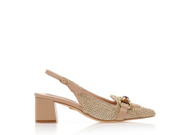 Γόβες TSOUKALAS πούρο ψάθινες με αγκράφα μυτερές ΠΟΥΡΟ - Tsoukalas - 