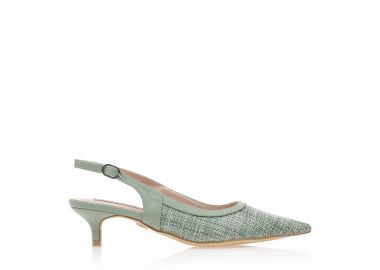 Γοβές TSOUKALAS πράσινες δερματίνη με σχέδιο ψάθα ΠΡΑΣΙΝΟ - Tsoukalas - 