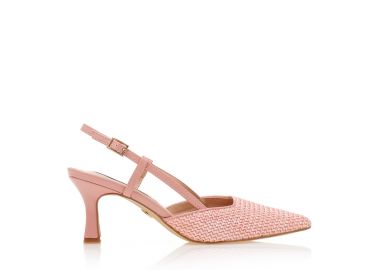 Γόβες TSOUKALAS ροζ δερματίνη με σχέδιο ψάθα ΡΟΖ - Tsoukalas - 