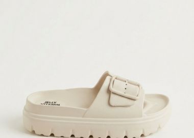 Gold Star Flatform Slides με αγκράφα - 6682012 - Beige Matte - Gold Star - 