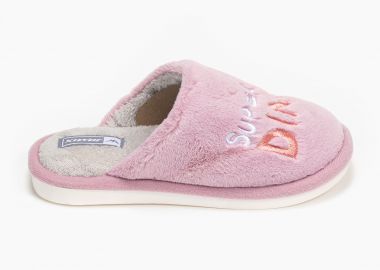 Γούνινες παιδικές παντόφλες με κέντημα - Λιλά - Issue - 