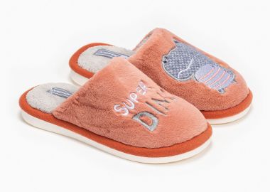 Γούνινες παιδικές παντόφλες με κέντημα - Σάπιο Μήλο - Issue - 