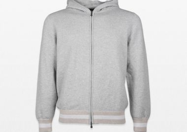 GRAN SASSO Ανδρικό Γκρι Hooded Cardigan - GRAN SASSO - 