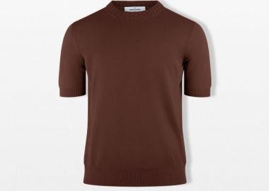 GRAN SASSO Ανδρικό Καφέ Knitted T-Shirt - GRAN SASSO - 