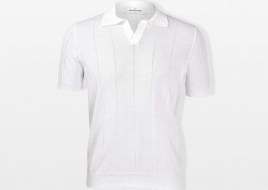 GRAN SASSO Ανδρικό Λευκό Ribbed Polo Shirt - GRAN SASSO - 