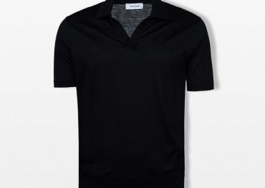 GRAN SASSO Ανδρικό Μαύρο Jersey Poloshirt - GRAN SASSO - 