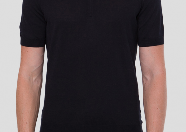 GRAN SASSO Ανδρικό Μαύρο Polo T-shirt Zip - GRAN SASSO - 