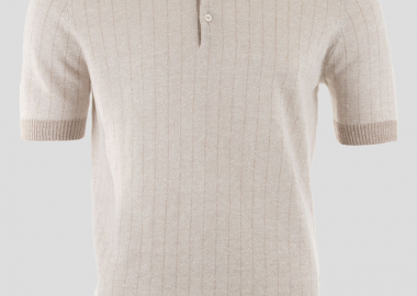 GRAN SASSO Ανδρικό Μπεζ Stripe Poloshirt Soft - GRAN SASSO - 