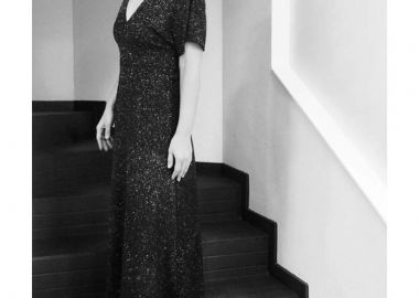 Γυαλιστερό μιντι γυναικείο φόρεμα - SOU - 