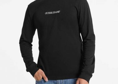 Guess ανδρική μακρυμάνικη μπλούζα με λογότυπο Regular Fit - M5RI84K8HM0 Μαύρο - GUESS - 
