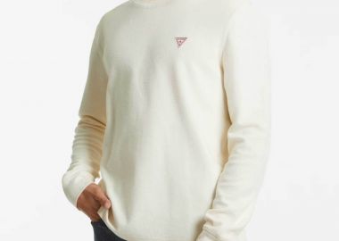 Guess ανδρική μπλούζα με logo patch Regular Fit - M4BI77KCII1 Εκρού - GUESS - 