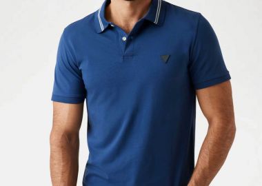 Guess ανδρική πλεκτή μπλούζα πόλο κοντομάνικη Slim Fit - M6RP66J1314 Σκούρο Μπλε - GUESS - 