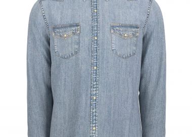 Guess ανδρικό denim πουκάμισο με λογότυπο - M5RH55D5M82 Denim Blue - GUESS - 