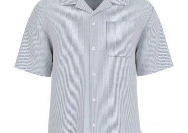 Guess ανδρικό πουκάμισο με ριγέ σχέδιο και τσέπη Regular Fit - M6GHB6WO551 Μπλε Ανοιχτό - GUESS - 