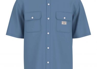 Guess ανδρικό πουκάμισο μονόχρωμο με τσέπες Regular Fit - M6GH61WN861 Μπλε Ανοιχτό - GUESS - 