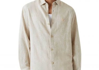 Guess ανδρικό πουκάμισο μονόχρωμο Regular Fit - M6GH24W1715 Taupe - GUESS - 