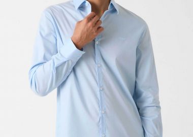 Guess ανδρικό πουκάμισο μονόχρωμο Slim Fit - M1YH20W7ZK1 Γαλάζιο - GUESS - 